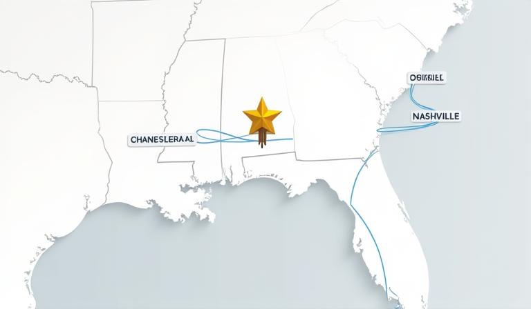 Regional logistics map showing Chancellor AL hub