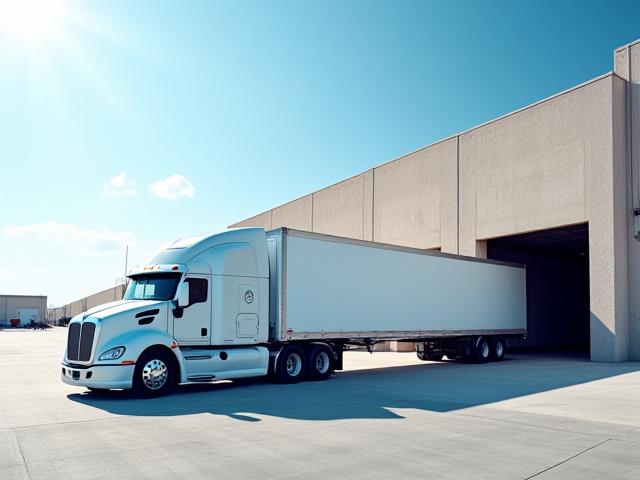 JMI Transportation full truckload unit docked at a facility for direct loading.